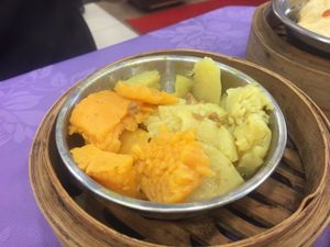 Steamed vegetarian squid in curry sauce at Bodhisattva - Mong Kok in Kowloon