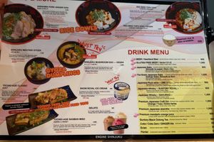 Menu (1/2), you can veganize a starter and there is vegan gelato  at ENGINE SHINJUKU RAMEN in Tokyo