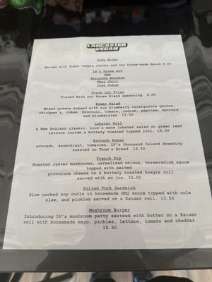soft opening menu  at Lancaster Vegan in Lancaster