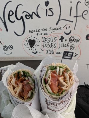 Vegetable wrap with hummus at Falafel Abu Dany in Larnaca