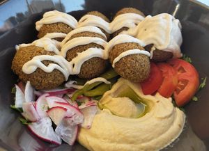 Falaffel hummus combo at Falafel Abu Dany in Larnaca