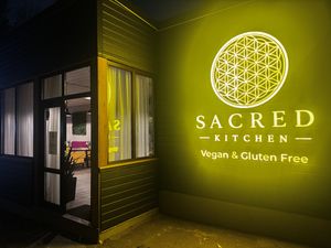 Outside   at Sacred Kitchen in Almaty