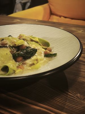 Zucchini Pasta with Chickpeas&Pine Nuts at Sacred Kitchen in Almaty