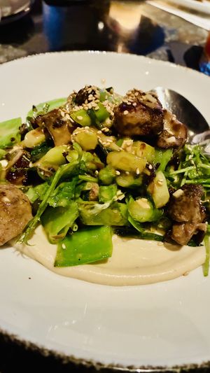Lion's Mane Mushroom
spring vegetables, pickled white asparagus, ginger, mushroom dashi   at Buccan Sandwich Shop in Palm Beach