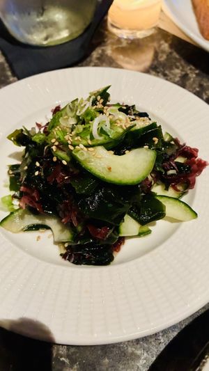 From Imoto Menu: Seaweed Salad, scallions, cucumber, sesame seeds, miso dressing  at Buccan Sandwich Shop in Palm Beach