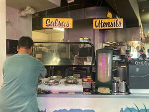 Salsa station  at Gorditos Healthy Mexican in Seattle