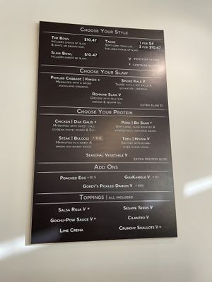 Menu at TaKorean - 4th St in Washington