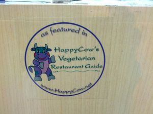 Happy cow logo (another version?) at Tin Yan Vegetarian in New Territories
