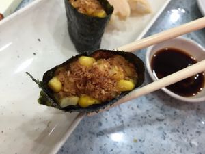 Corn sushi at Soo Good Luen Wo 好素聯和 in New Territories