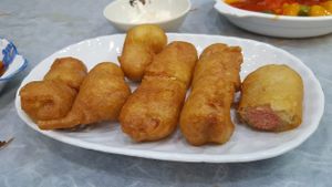 Deep fried mock sausage  at Po To Vegetarian 普陀素食" in New Territories
