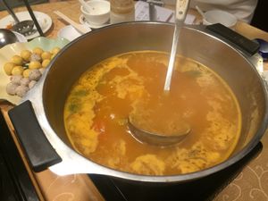 Hot pot - tom yam soup base at Mighty Vegetarian 大力素食 - Yuen Long" in New Territories