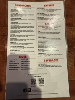 Menu  at Whitehall Tavern in Atlanta