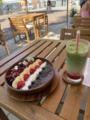 Acai Bowl + strawberry matcha  at Matchas  in Giessen