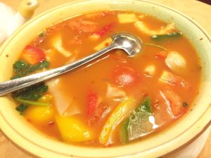 Tom Yam dumplings soup - Must eat here! at Mighty Vegetarian 大力齋廚 - Tuen Mun in New Territories