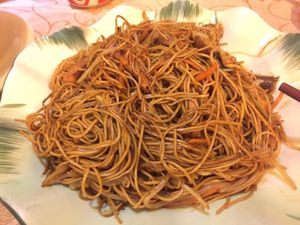 Fried noodles at Mighty Vegetarian 大力齋廚 - Tuen Mun in New Territories