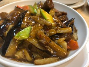 Braised eggplant with Thai Basil at Mighty Vegetarian 大力齋廚 - Tuen Mun in New Territories