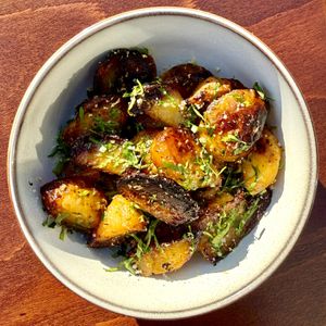 Greek-style lemon potatoes   at Cicchetti in Brooklyn