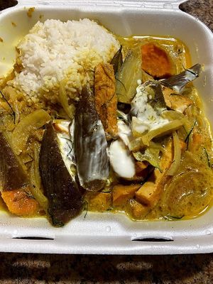 Yellow curry chicken ***no chicken. Delicious. at Pat's Restaurant in Kingston