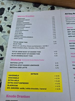 Menu 1 at Jordy's Bakery in Rotterdam