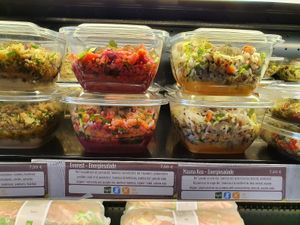 some of the vegan salads at EXKi in Bruges