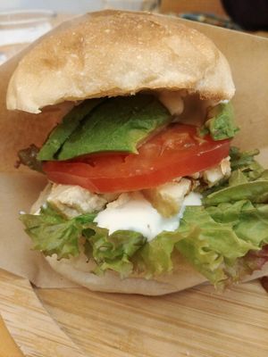 avocado tofu cheese burger at Tami's in Chatan