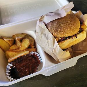 Vegan miso cutlet tempe burger at Tami's in Chatan
