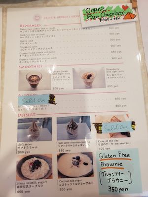 Menu at Tami's in Chatan