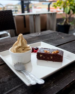 Brownie and soft serve at Tami's in Chatan