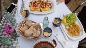 Unfortunately my vegan lentil dish was kind of cut out of this picture but this is an idea of the cute atmosphere at A Tulla. p.s. the bread was free  at A Tulla in Santiago De Compostela