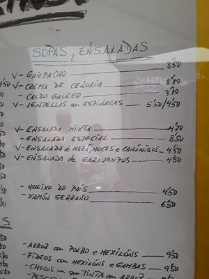 Menu page July 2019 at A Tulla in Santiago De Compostela