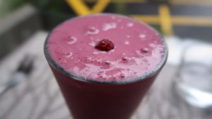 The juices and smoothies available change daily with ingredients - this was the recommended cranberry smoothie. I'm not a huge fan of cranberries but it was so good! REALLY refreshing on the hot summer days in Taipei!! at Mianto 艾果豐 in Taipei