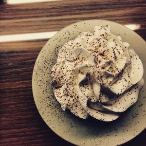 Chocolate cupcake topped with vegan whipped cream  at Mianto 艾果豐 in Taipei