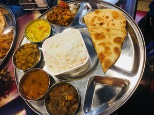 Delicious meal. It was all you can eat. My favorite was the vegetable curry :) at AmSpices of India in Albuquerque