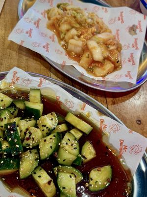Kimchi and cucumber saladd  at Mr Dumpling in Mallorca