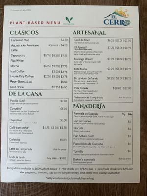 Menu – August 2026  at El Cerro in Seattle