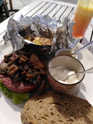 Naked burger at Baobab in Fuerteventura