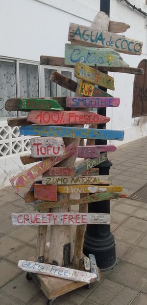 Vegan signage at Baobab in Fuerteventura