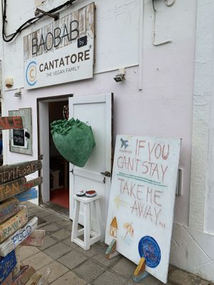 Bald at Baobab in Fuerteventura
