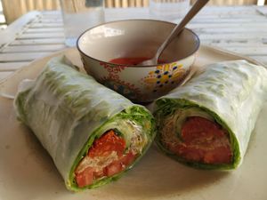 Vegan roll Mediterraneo, super! at Baobab in Fuerteventura