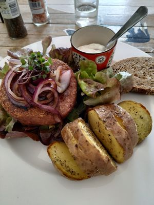 Vegan burger at Baobab in Fuerteventura