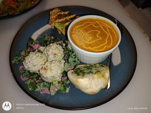 Mini Portions Plate: with Vegan Quiche, Quinoa Salad and Red Pepper Soup! at Wise Eatz in Asheville