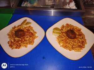 Vegan Pasta with our Housemade Vegan "Meat"-ball" pictured with Organic Vegan Marinara sauce. Also available Housemade Vegan Alfredo Sauce! at Wise Eatz in Asheville