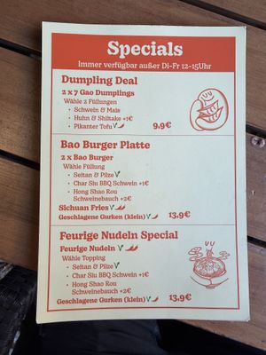 Menu (specials).  at Bao Gao Club in Berlin