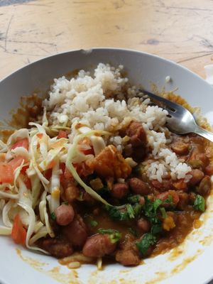 Columbian beans, rice with cabbage salad at Lentil as Anything - Newtown in Newtown