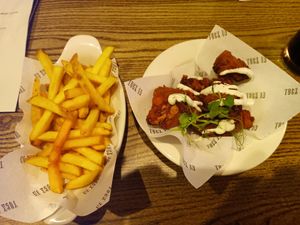 BBQ Cauliflower Wings with Fries at Hole In The Wall in York