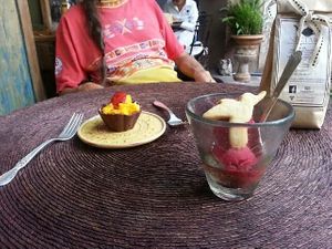 Lovely little desserts 💜 cupcake and ice cream at Néctar en Camino Silvestre in San Miguel De Allende