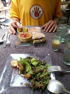 Salad and sandwich at Néctar en Camino Silvestre in San Miguel De Allende