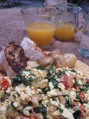 Tofu breakfast.  Delish and oh so difficult to find in San Miguel. at Néctar en Camino Silvestre in San Miguel De Allende