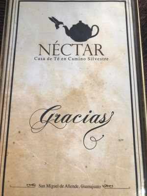 Elegant menu to match the dining experience at Néctar en Camino Silvestre in San Miguel De Allende