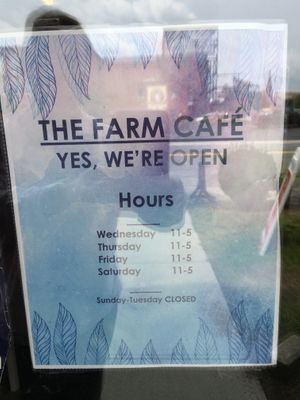 Hours as of July 2021 at The Farm Concessions and Café in Keene